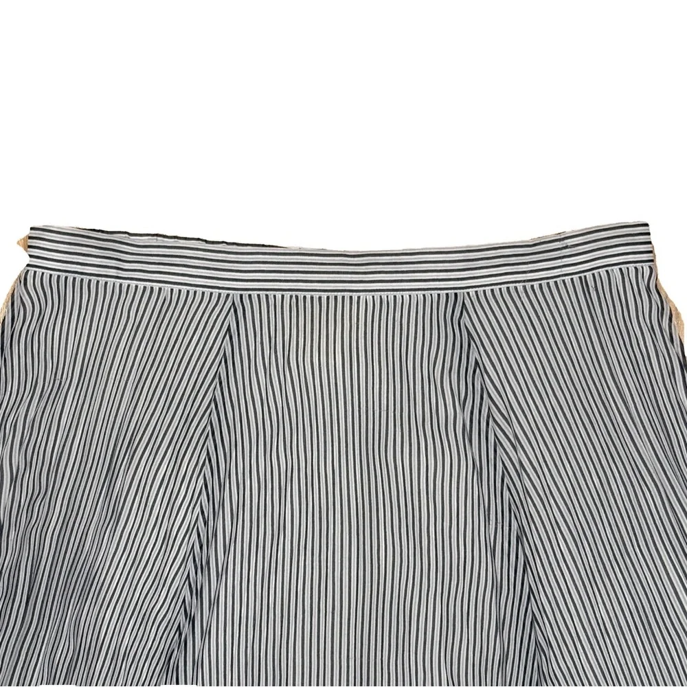 Maeve Anthropologie Pleated Midi Skirt Blue White Stripe M - Picture 6 of 7